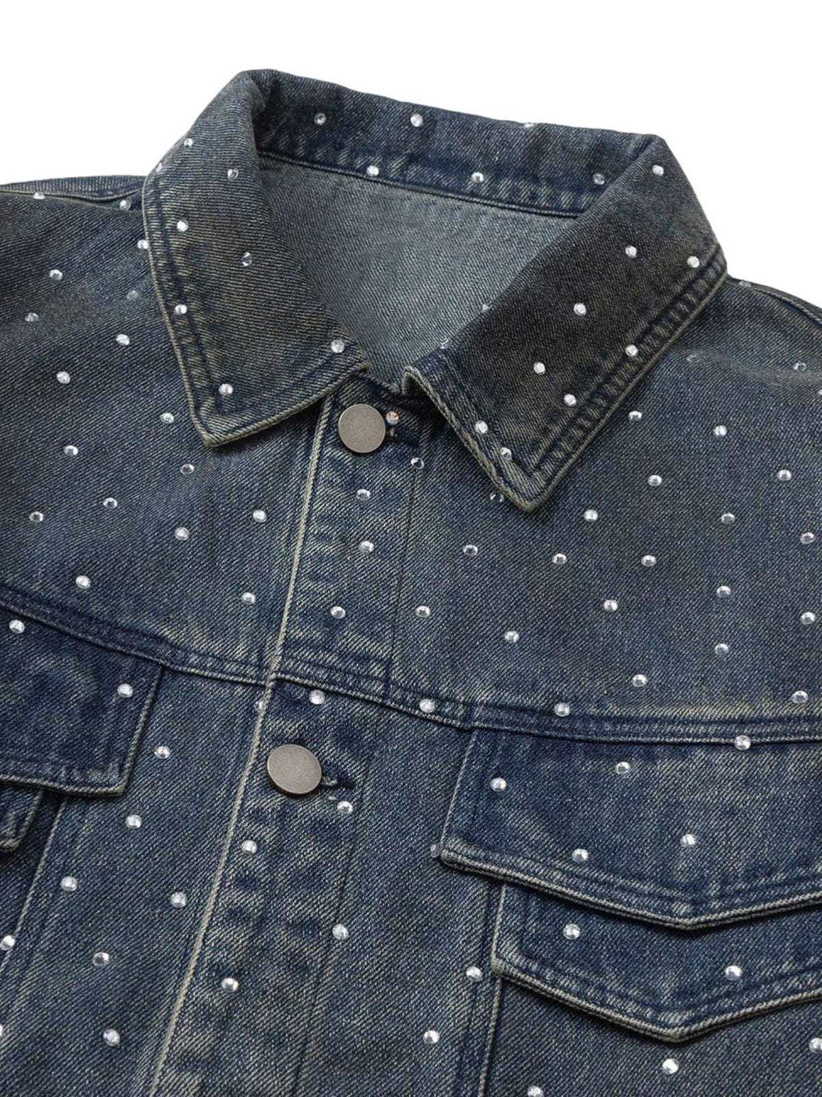 Jaqueta Pavtros Studios Rhinestone Denim Jacket