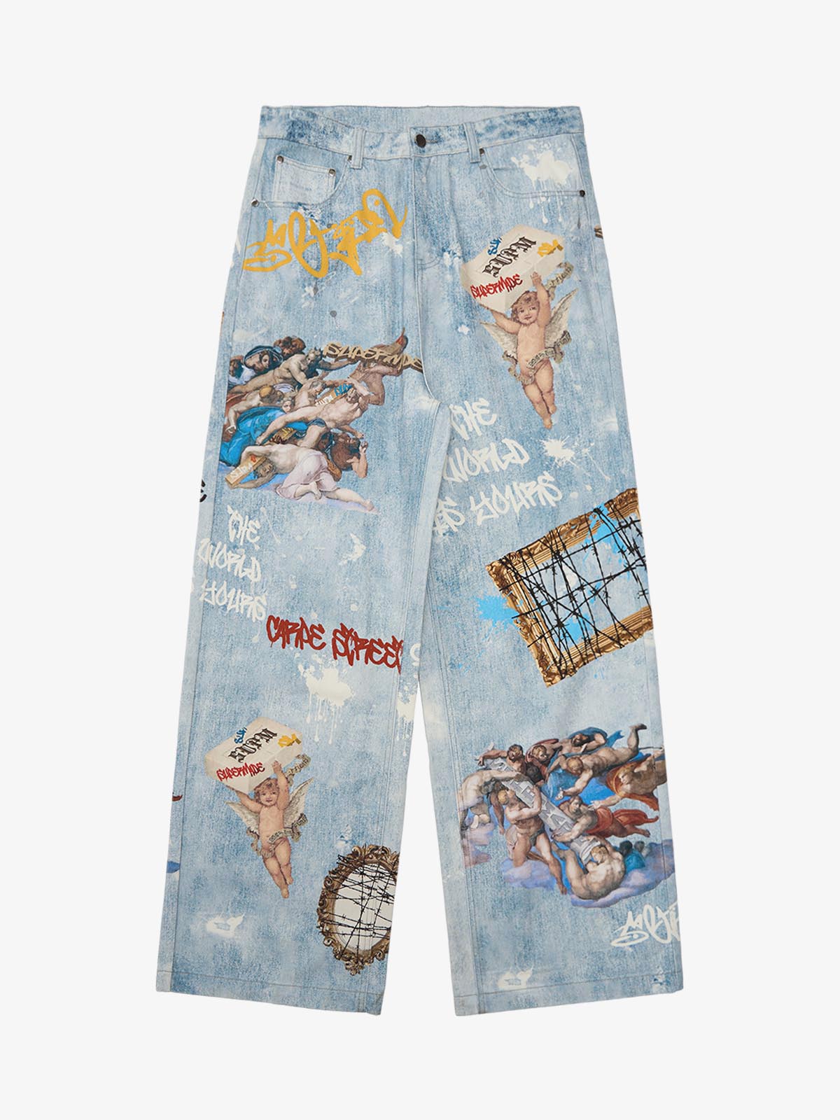 Calça Jeans Pavtros Sacred Renaissance Graffiti Light Wash