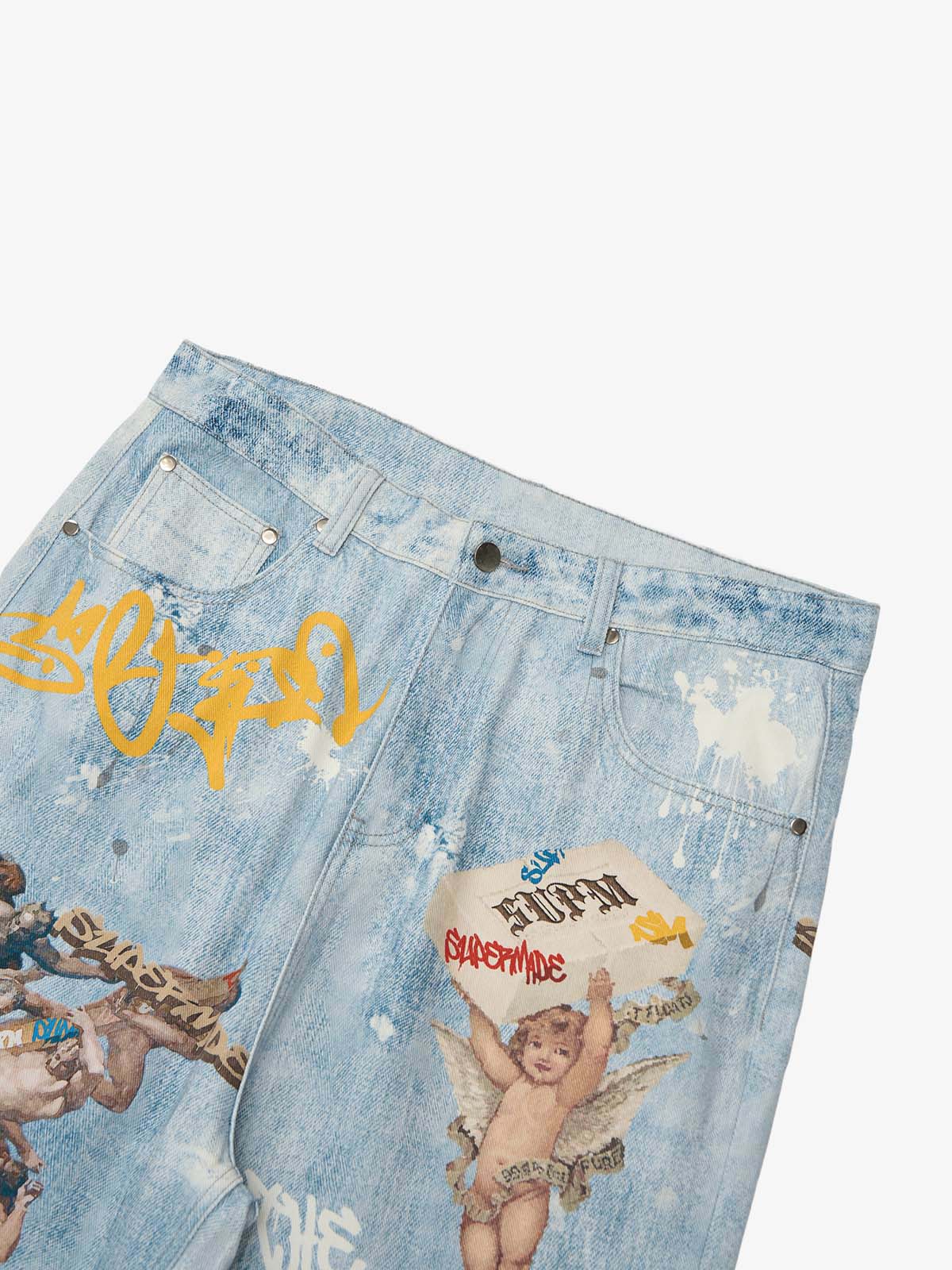 Calça Jeans Pavtros Sacred Renaissance Graffiti Light Wash