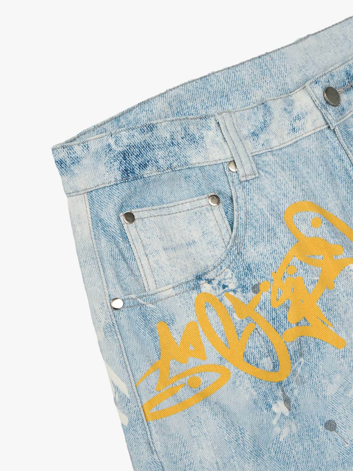 Calça Jeans Pavtros Sacred Renaissance Graffiti Light Wash