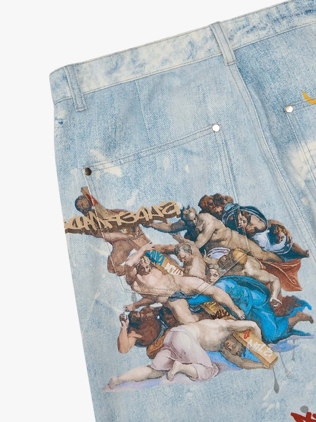 Calça Jeans Pavtros Sacred Renaissance Graffiti Light Wash