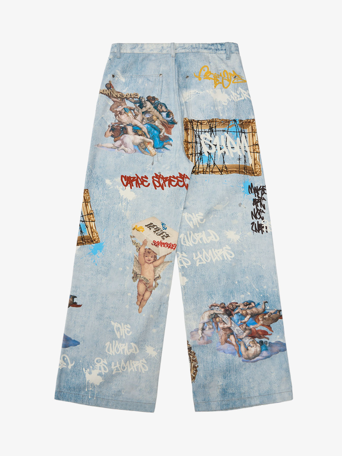 Calça Jeans Pavtros Sacred Renaissance Graffiti Light Wash
