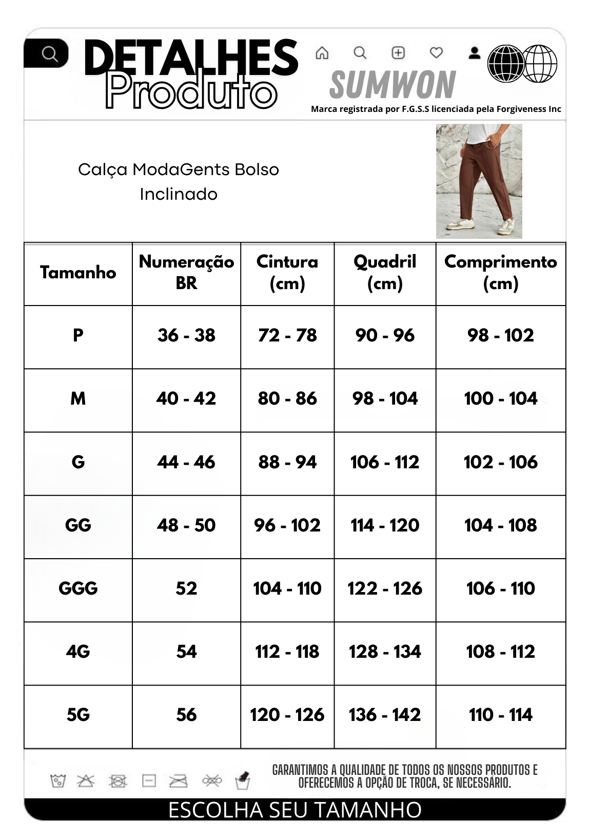 Calça Pavtros Bolso Inclinado