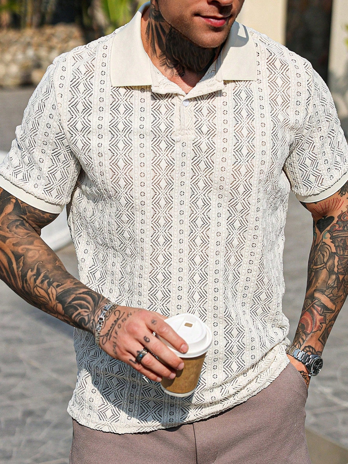 Camisa Polo Pavtros Geo Knit
