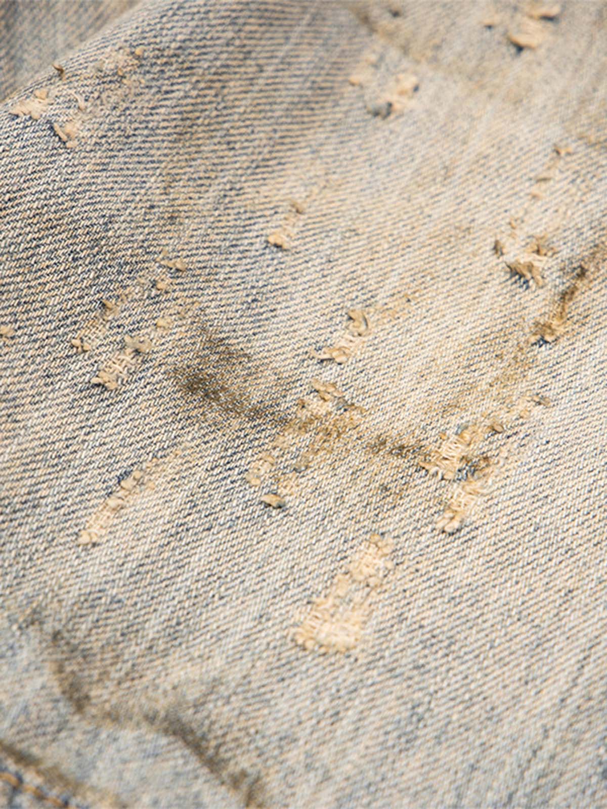 Jaqueta Pavtros Studios Destroyed Oil Wash Denim Jacket