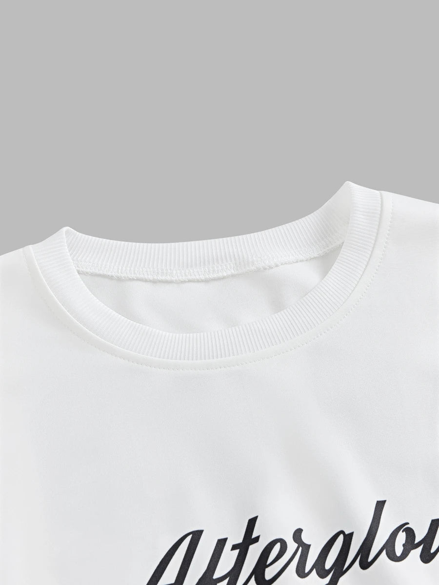 SWAVVY Camiseta Casual Masculina com Estampa de Letra, Decote Redondo e Ombros Caídos, Verão
