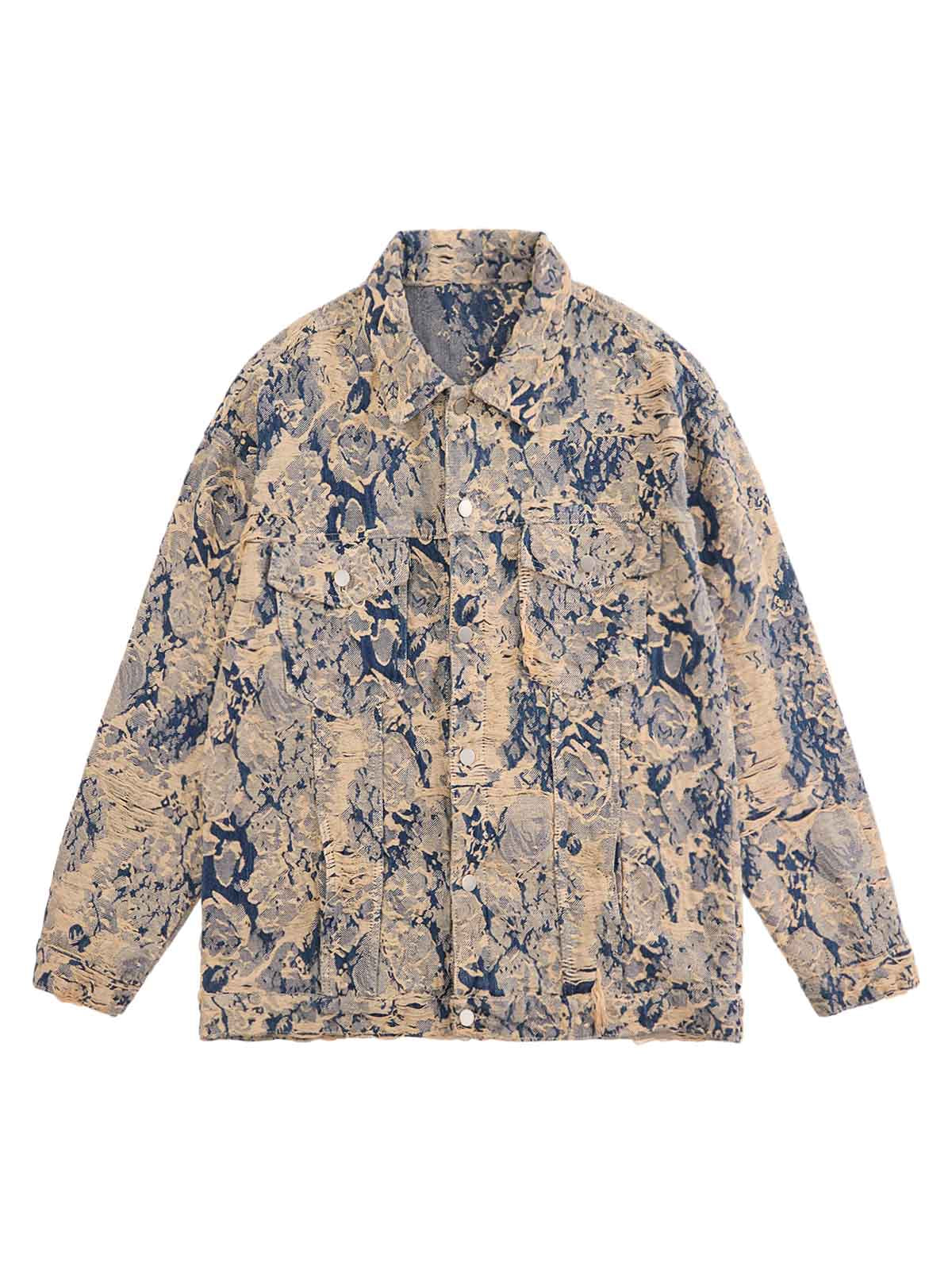 Jaqueta Pavtros Distressed Jacquard Denim