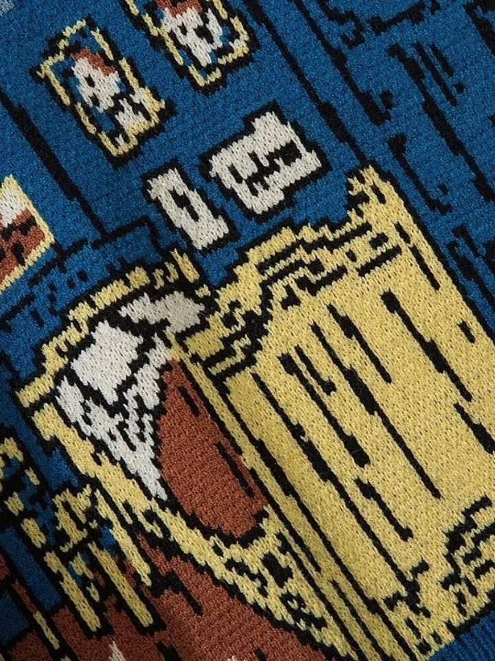Blusa Suéter Pavtros Azul de lã 'Van Gogh'