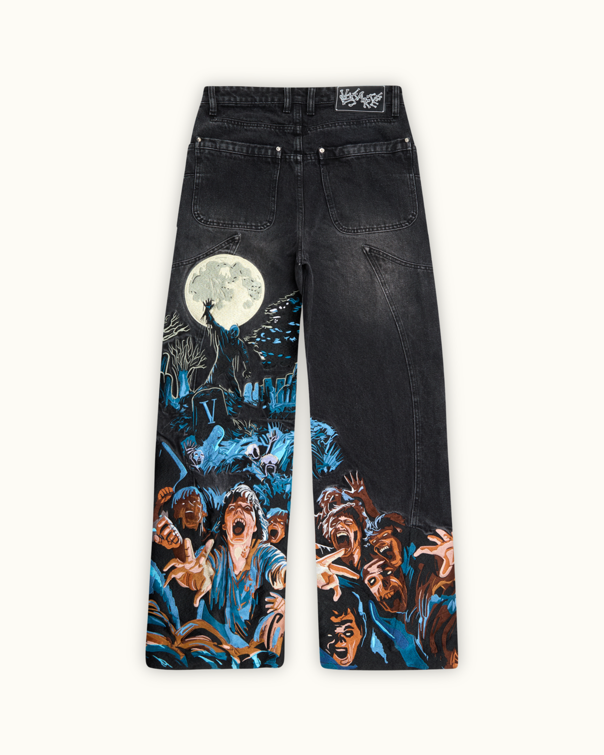 Calça Jeans Pavtros Studios Zombie Apocalypse Wide Leg