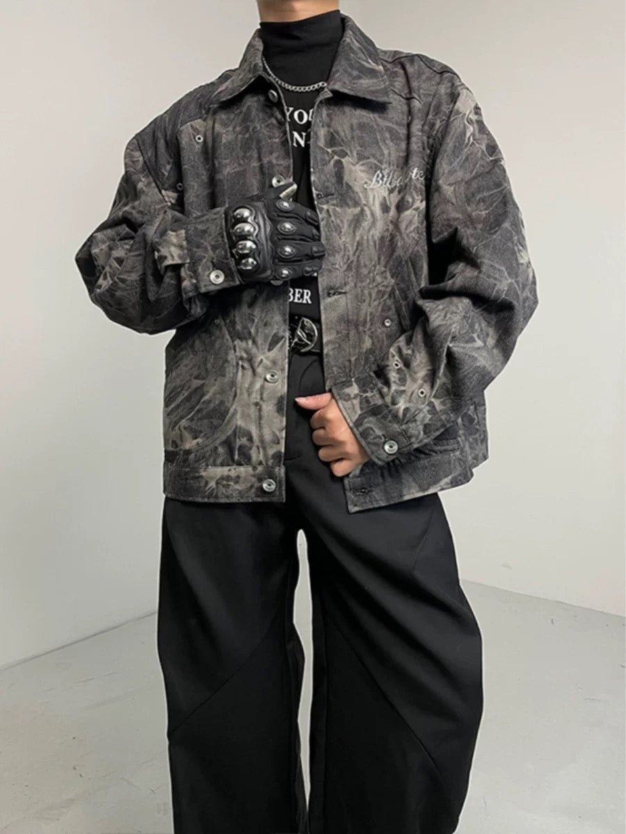 Jaqueta Pavtros Studios Bleach Dye Denim Jacket