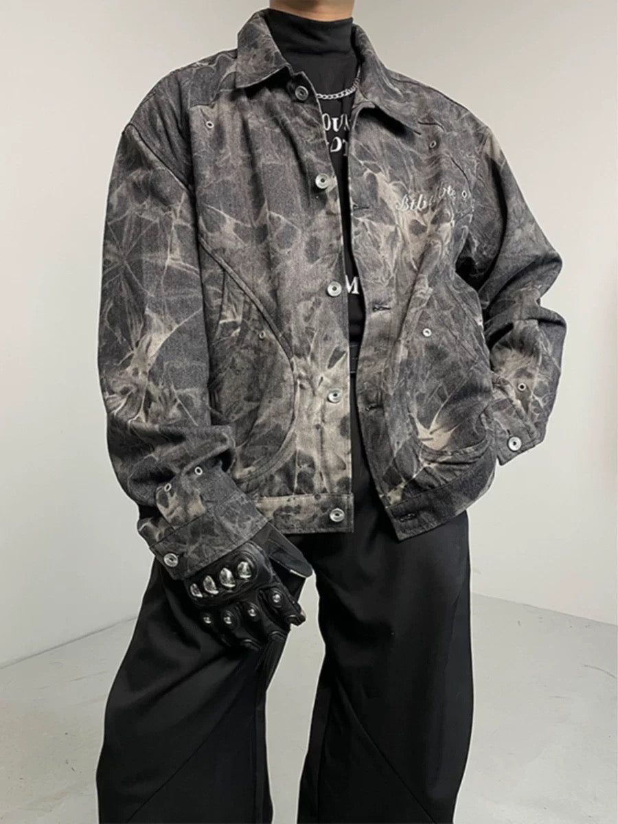 Jaqueta Pavtros Studios Bleach Dye Denim Jacket