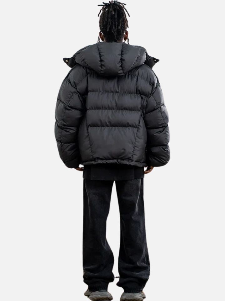 Jaqueta Pavtros Puffer Preta Capuz 'Comptom'
