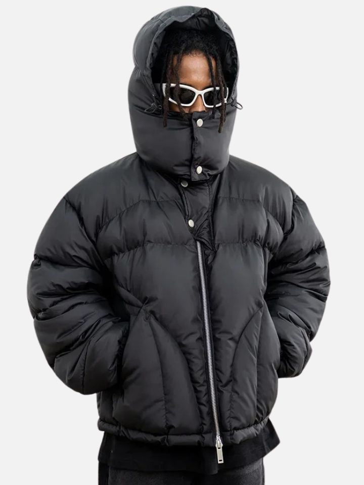Jaqueta Pavtros Puffer Preta Capuz 'Comptom'