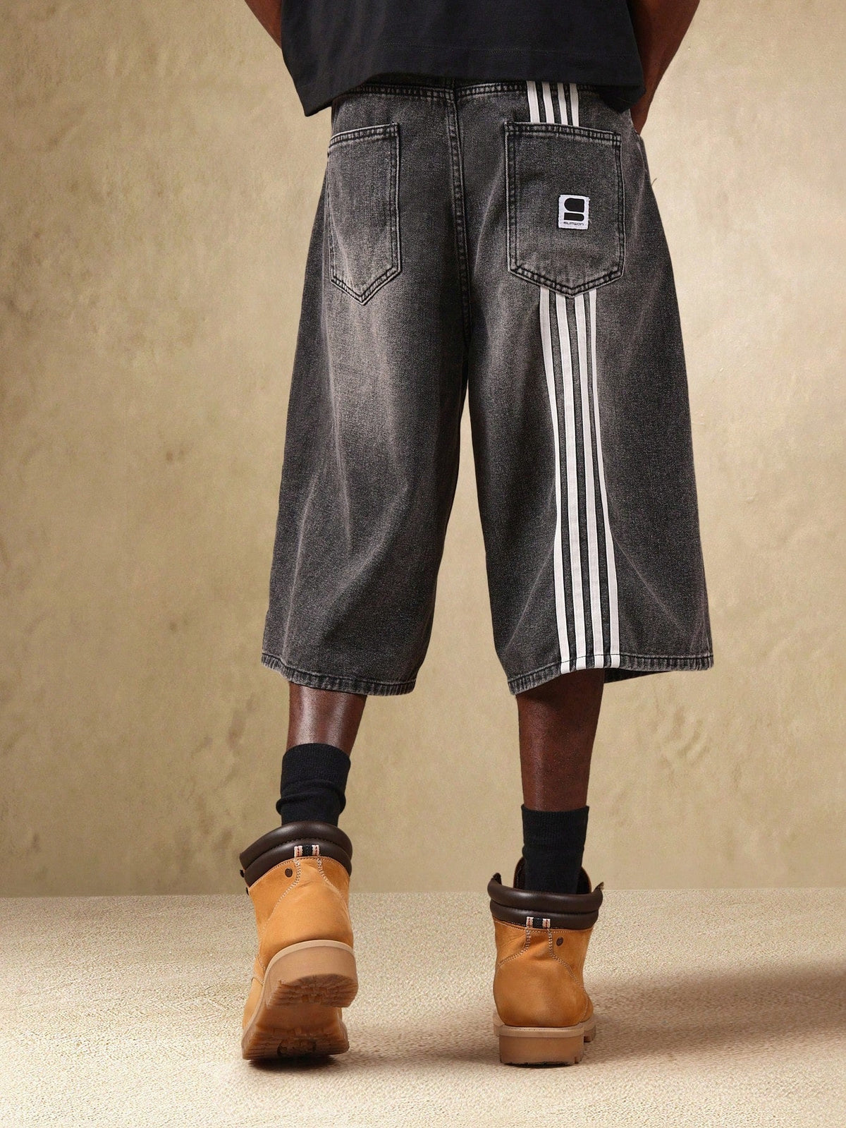 Short Pavtros Denim Oversized Perna Larga