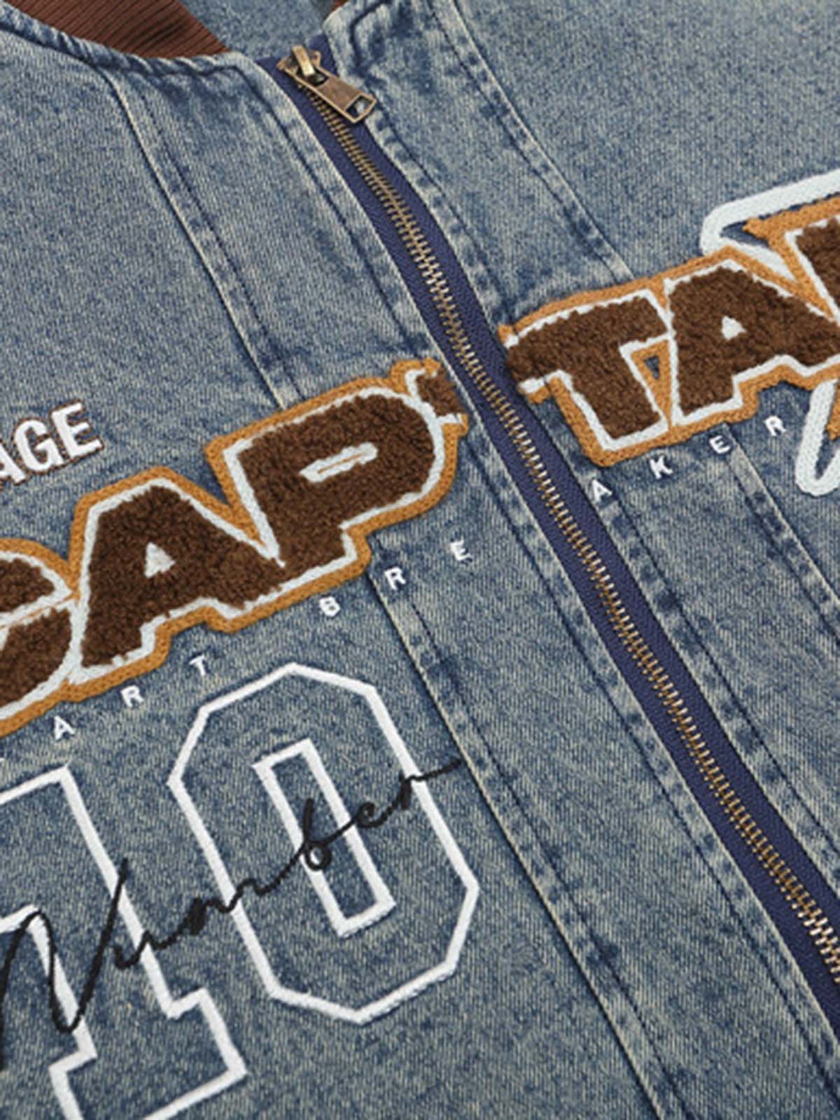 Jaqueta Pavtros Studios Captain Denim Bomber Jacket