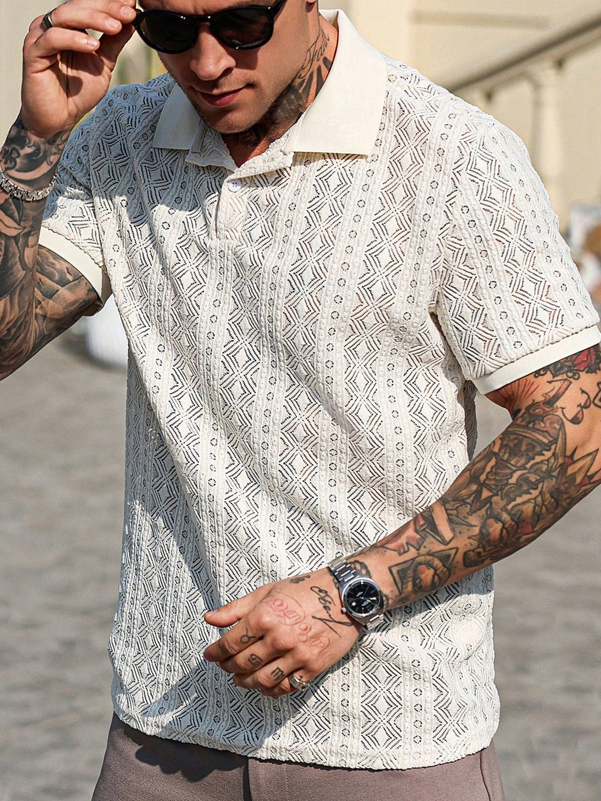 Camisa Polo Pavtros Geo Knit
