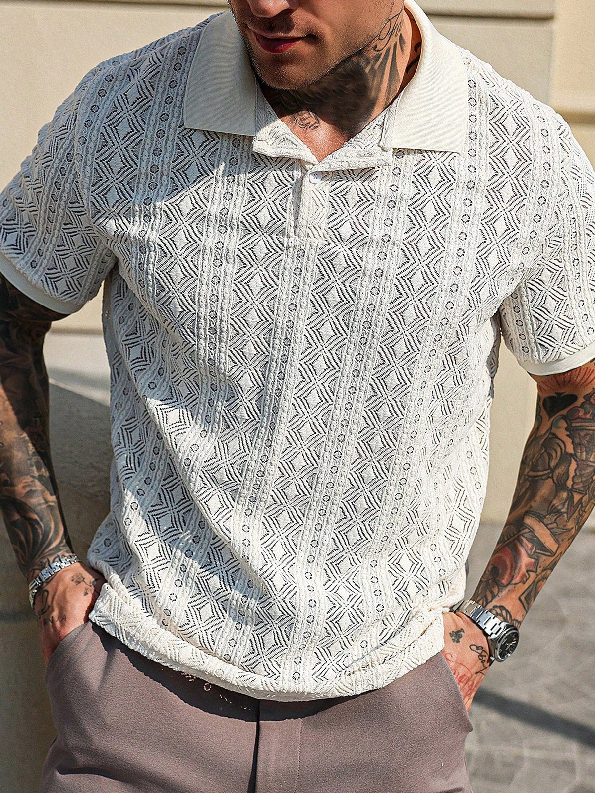 Camisa Polo Pavtros Geo Knit