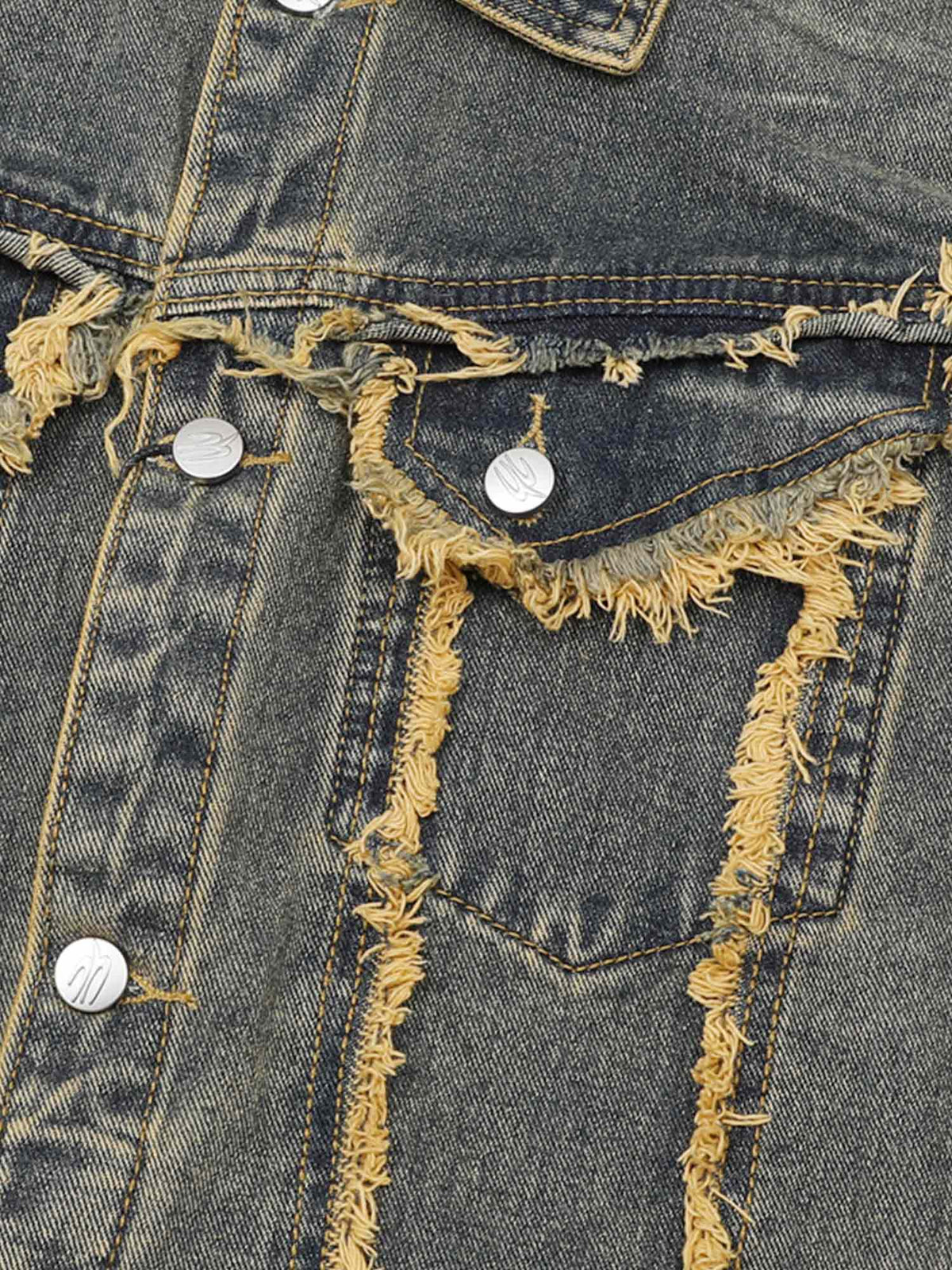 Jaqueta Pavtros Studios Deconstructed Fringe Denim Jacket