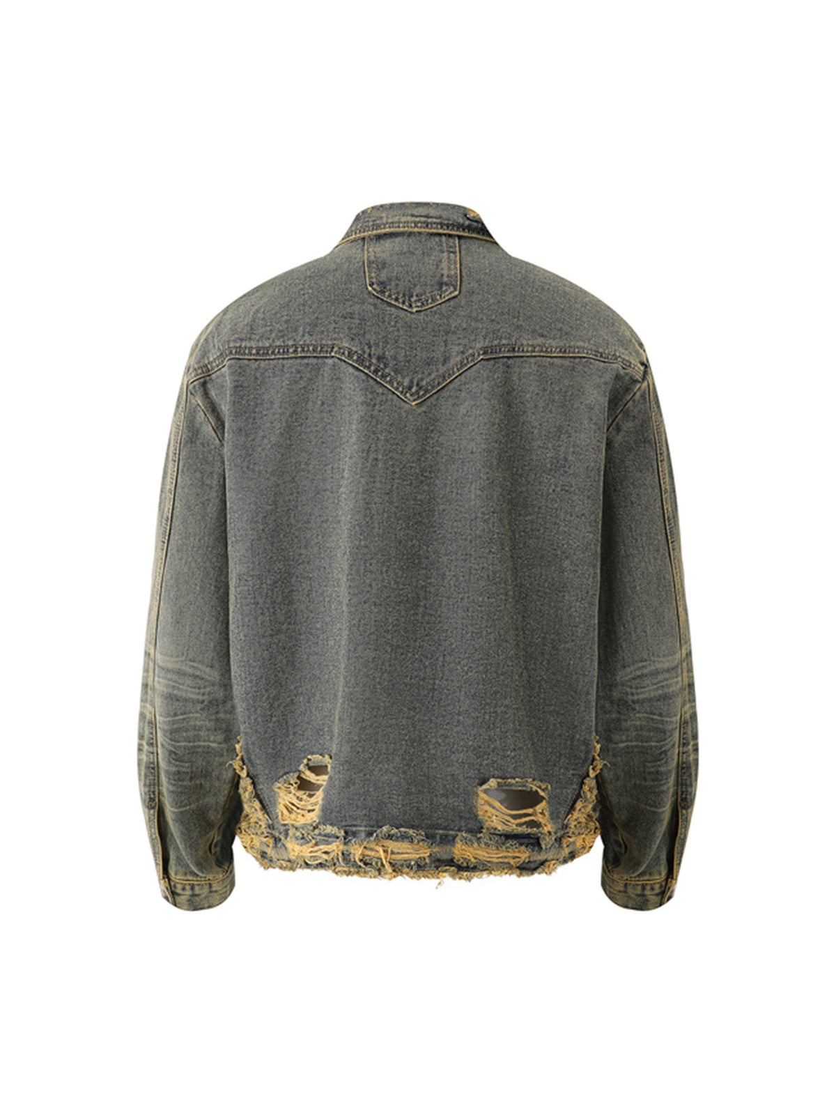 Jaqueta Pavtros Studios Deconstructed Fringe Denim Jacket