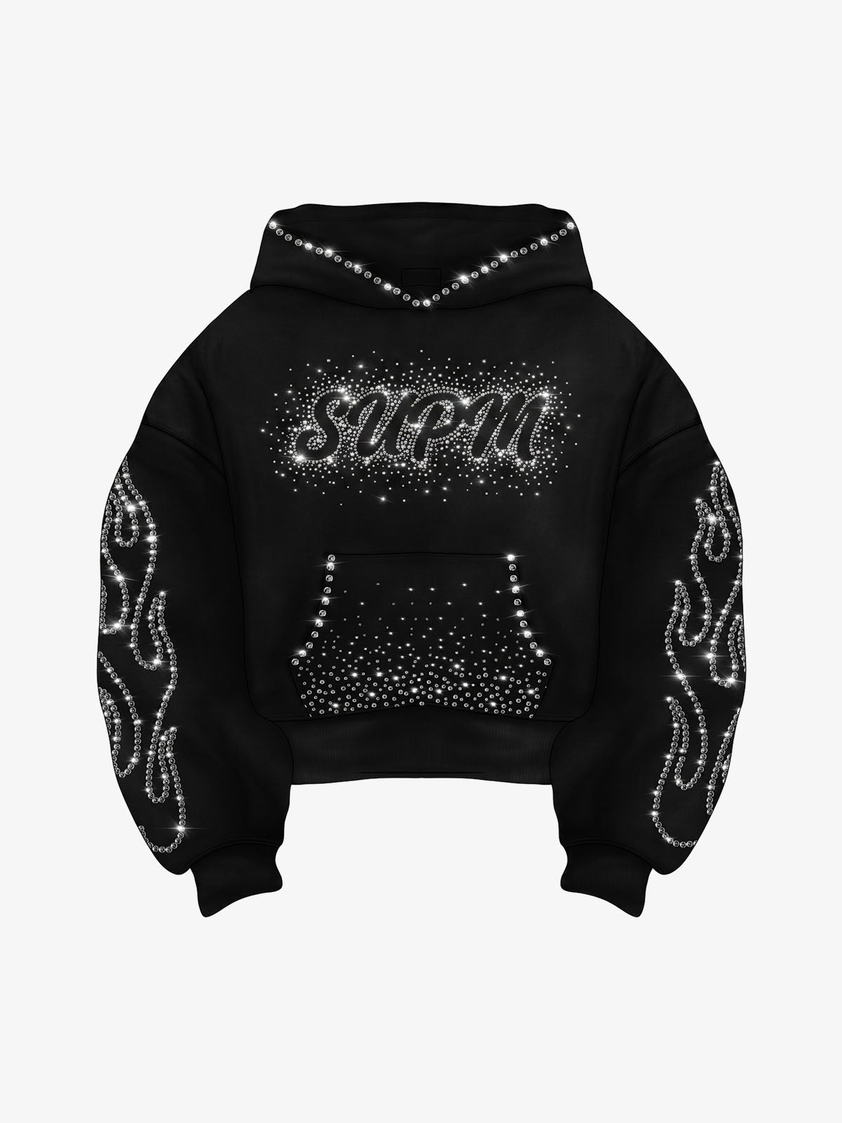 Moletom Pavtros Flame Rhinestone