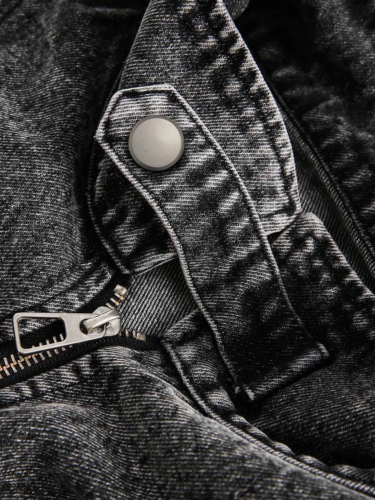 Jaqueta Pavtros Studios Technical Acid Wash Denim Bomber