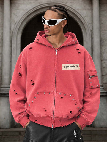 Moletom Pavtros Distressed Studs Red