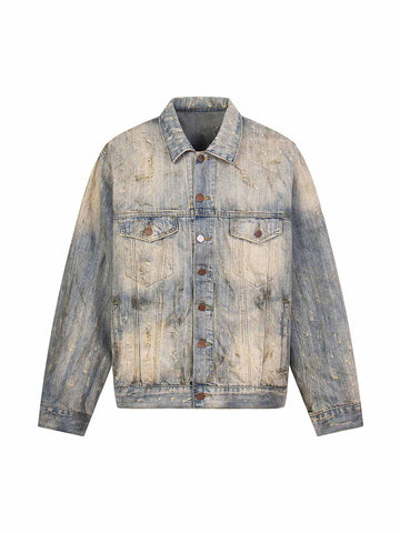 Jaqueta Pavtros Studios Destroyed Oil Wash Denim Jacket