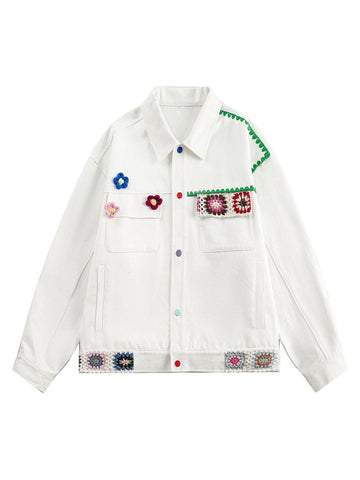 Jaqueta Pavtros Studios Crochet Patch Denim Jacket