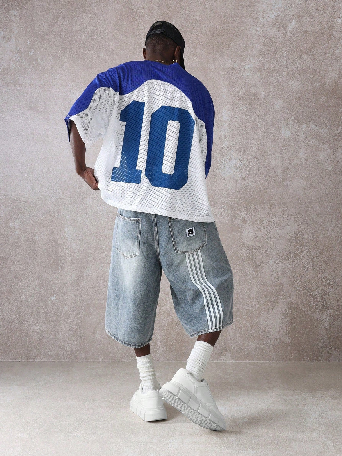 Short Pavtros Denim Oversized Perna Larga