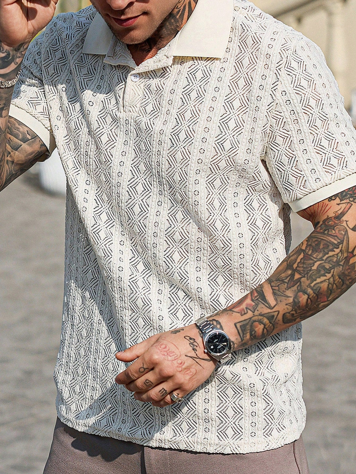 Camisa Polo Pavtros Geo Knit
