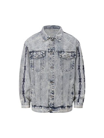 Jaqueta Pavtros Studios Barbed Wire Denim Jacket