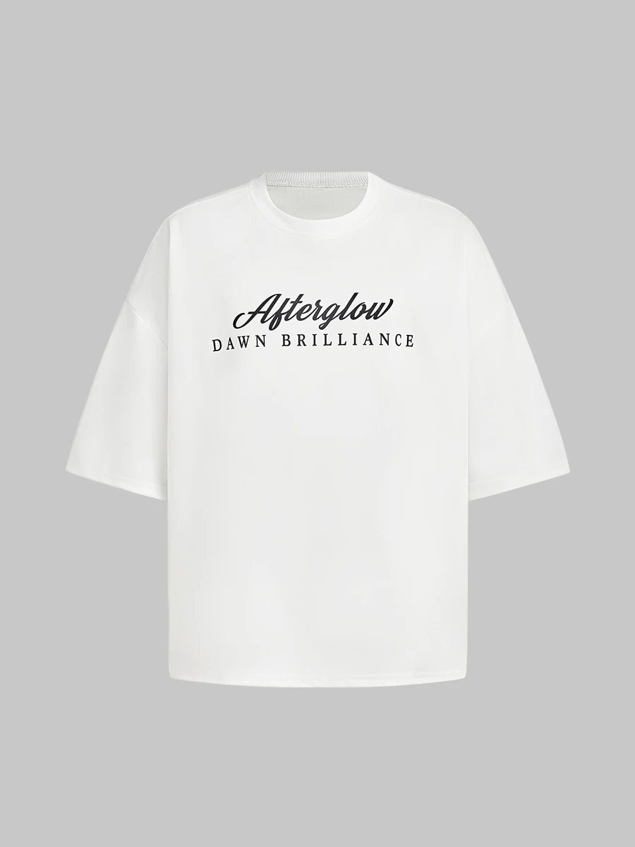 SWAVVY Camiseta Casual Masculina com Estampa de Letra, Decote Redondo e Ombros Caídos, Verão