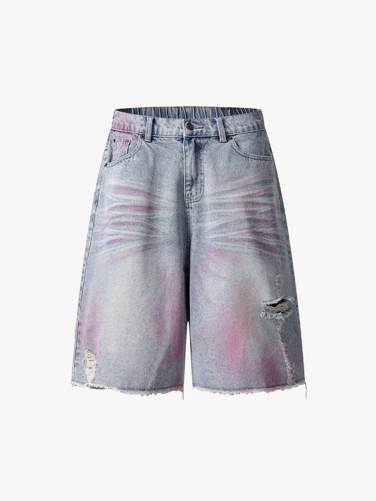 Short Pavtros Distressed Tie-Dye Denim