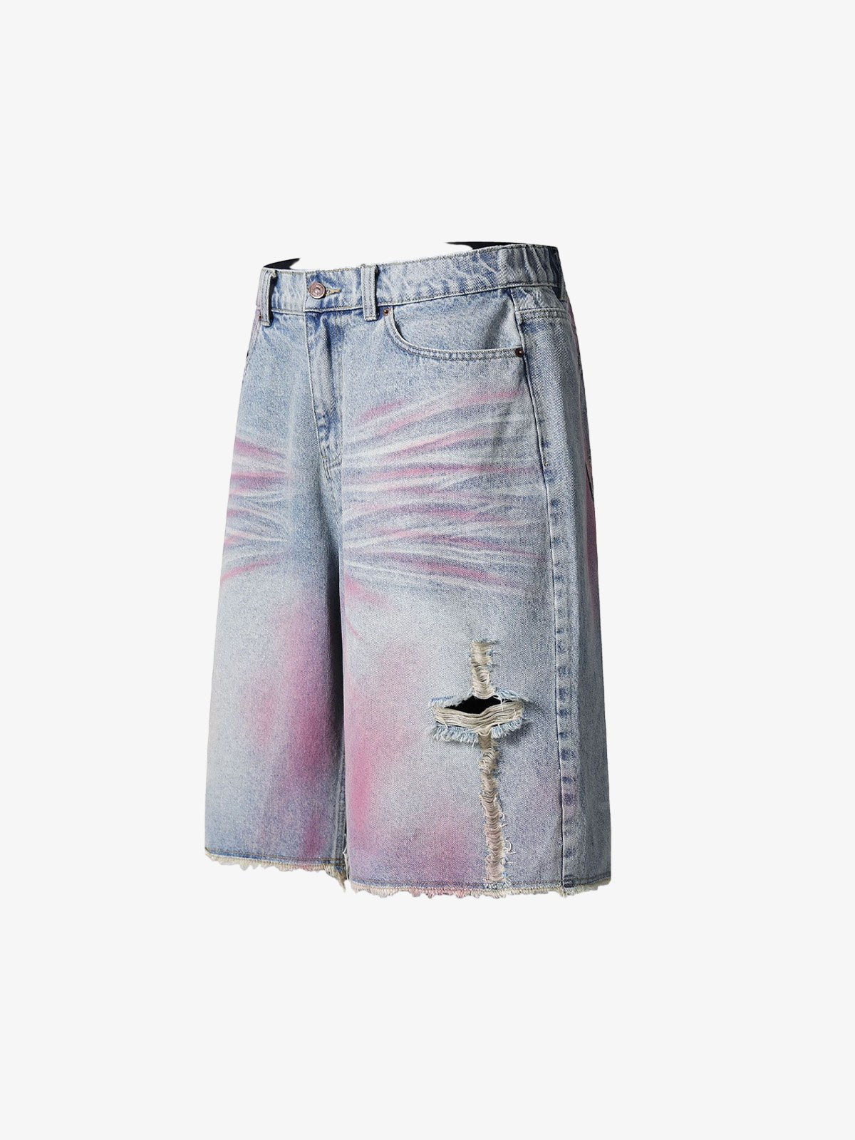 Short Pavtros Distressed Tie-Dye Denim
