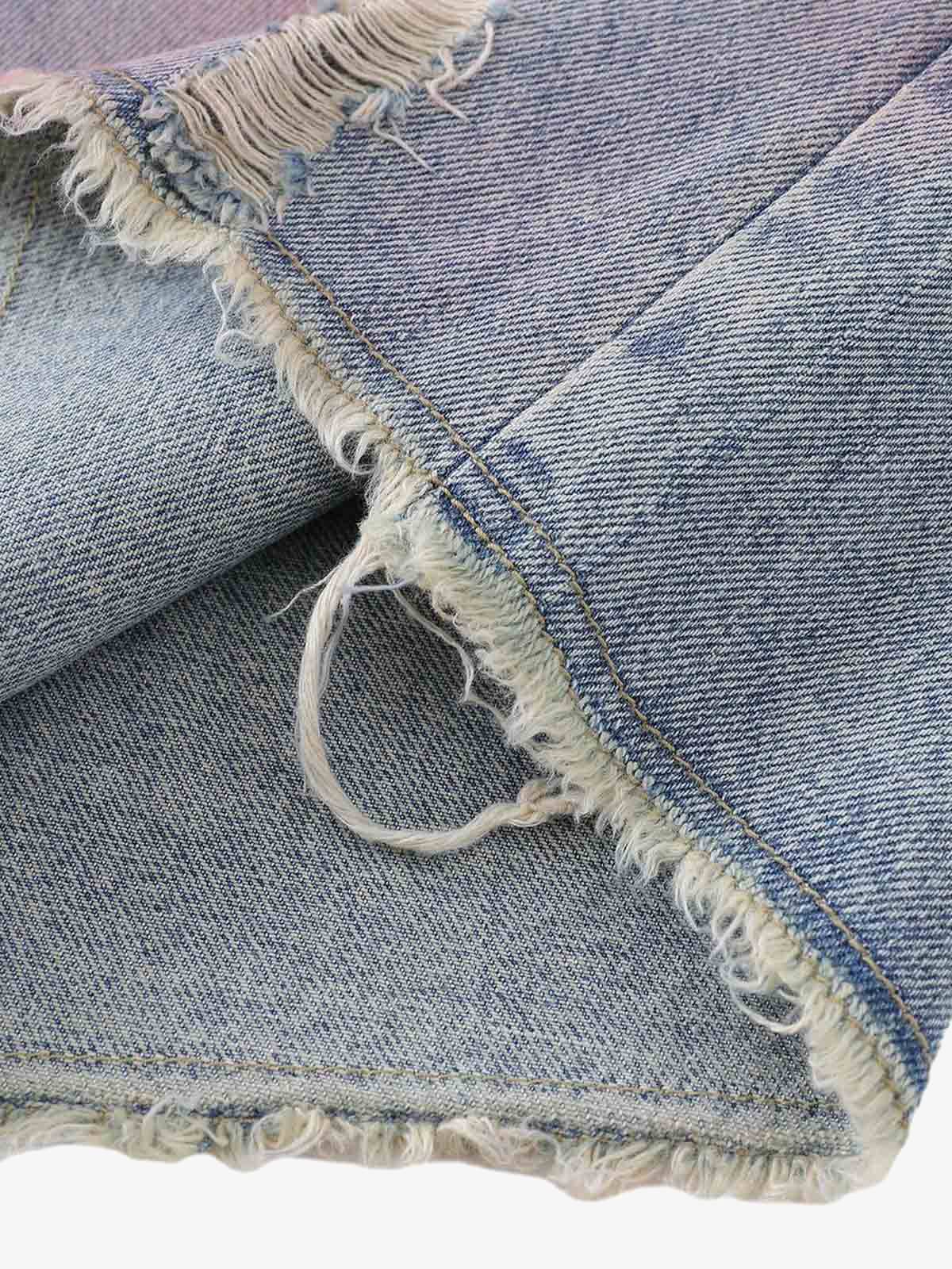 Short Pavtros Distressed Tie-Dye Denim