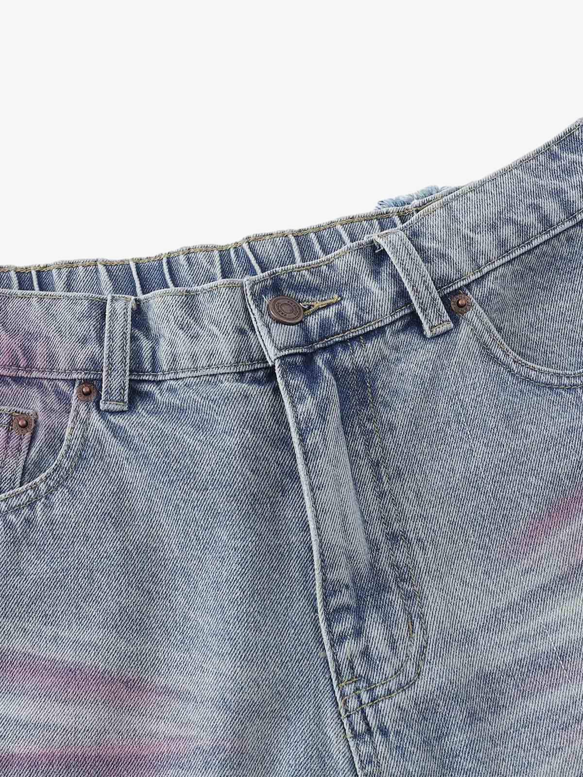 Short Pavtros Distressed Tie-Dye Denim