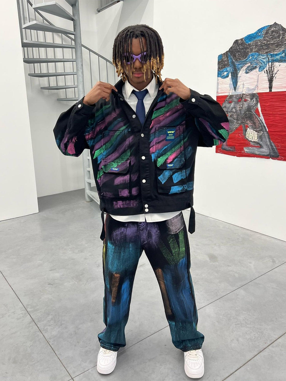 Jaqueta Pavtros Studios Abstract Graff Denim Jacket