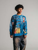 Blusa Suéter Swavvy Azul de lã 'Van Gogh'