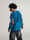 Blusa Suéter Swavvy Azul de lã 'Van Gogh'