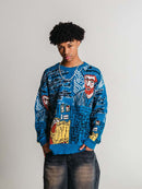 Blusa Suéter Swavvy Azul de lã 'Van Gogh'